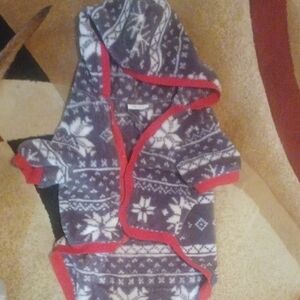 Cozy Winter Dog Hoodie - Gray and Red